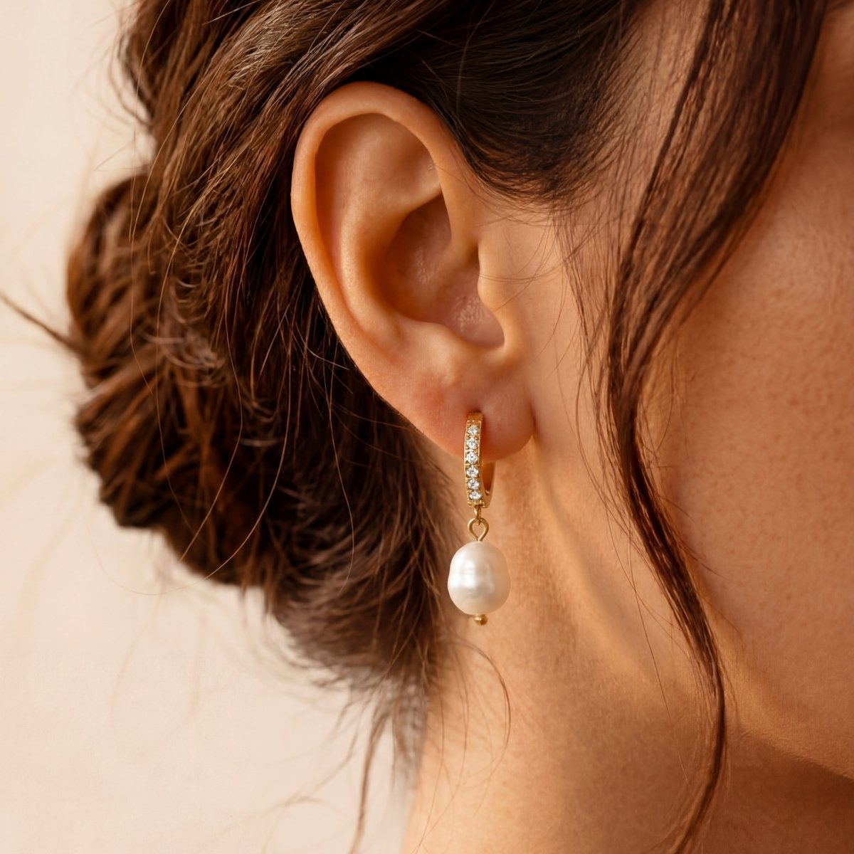 Pendientes Aros Perla Matices - LePetiteMarie