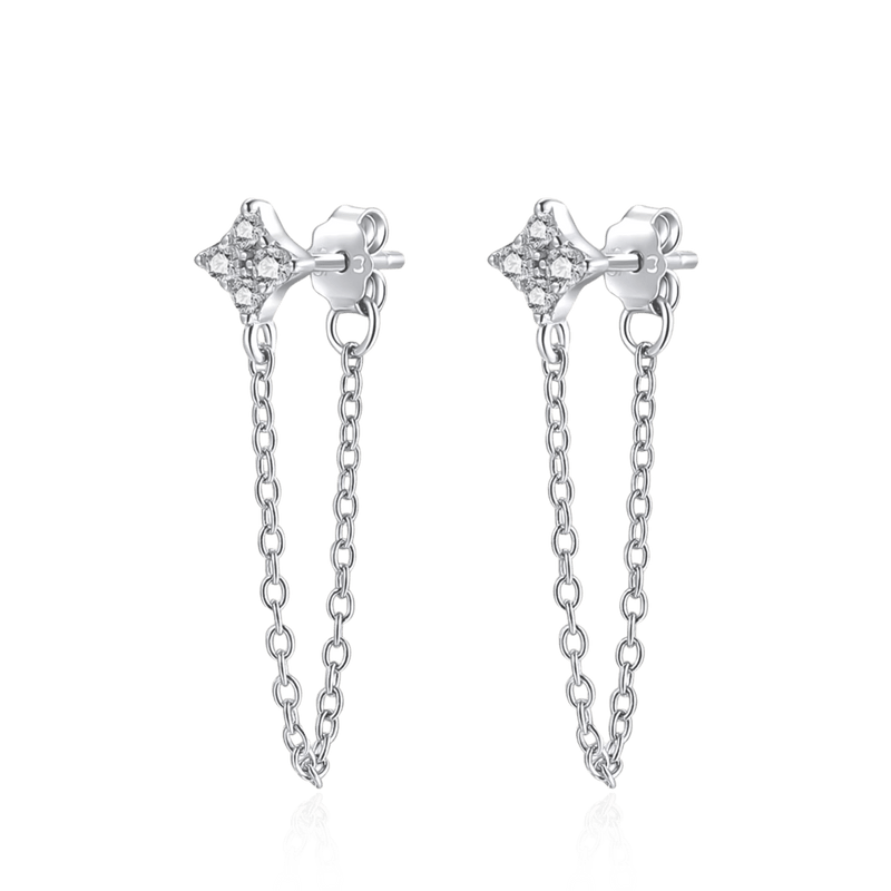 Boucles d’oreilles chaîne avec pierre