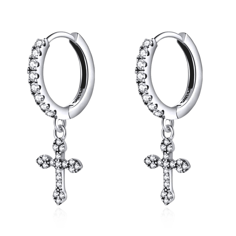 Boucles d'oreilles croix gothique