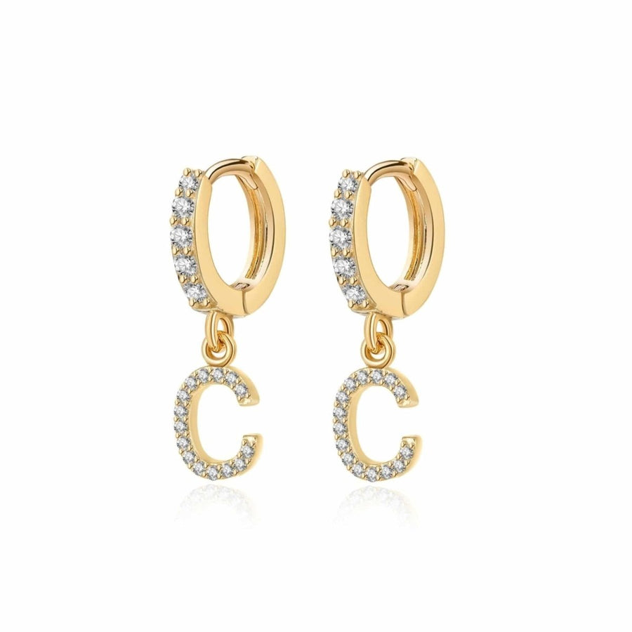 Boucles d’oreilles créoles Initiale · Plaqué Or 18K / C