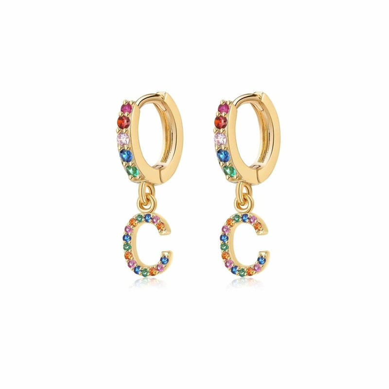 Boucles d’oreilles créoles Initial Rainbow