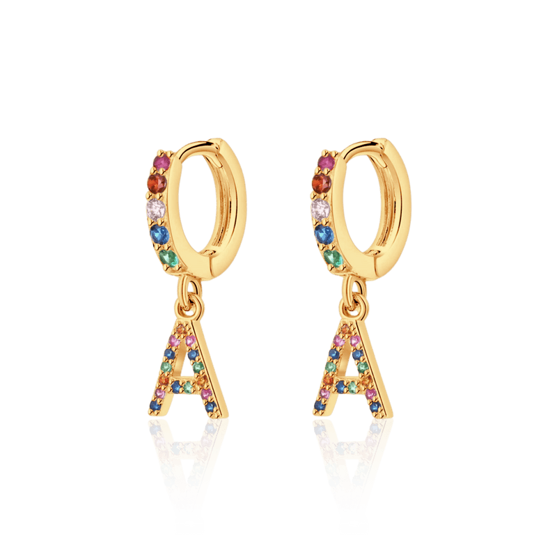Boucles d’oreilles créoles Initial Rainbow