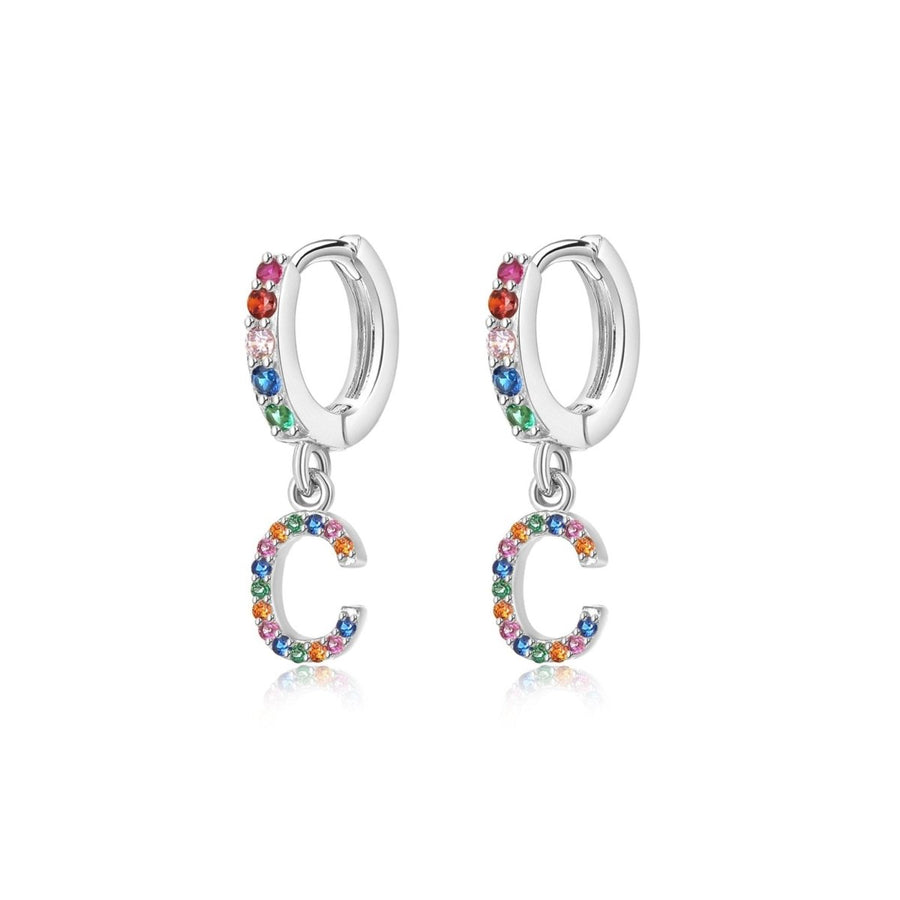 Initialen-Rainbow-Creolen · Silber / C