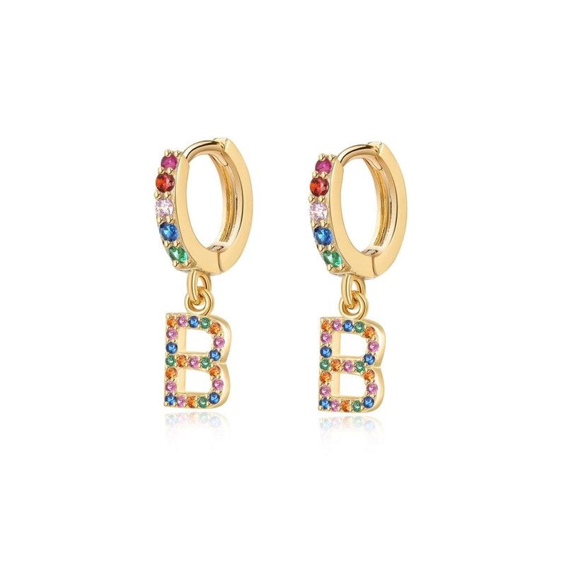 Boucles d’oreilles créoles Initial Rainbow