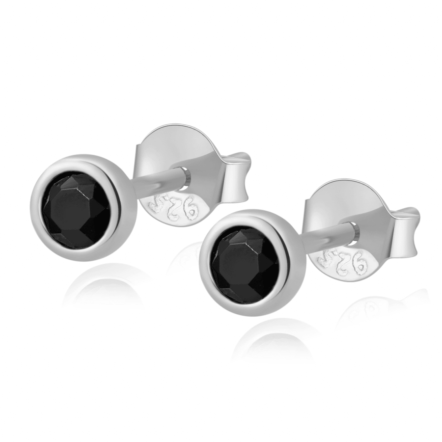 Boucles d’oreilles clou · Argent / Noire