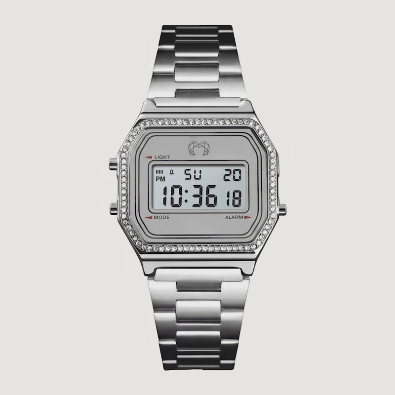 Montre digitale vintage brillante ~ Silver