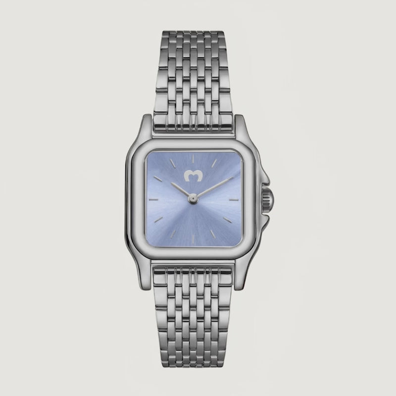 Hampton Uhr ~ Silber-Hellblau