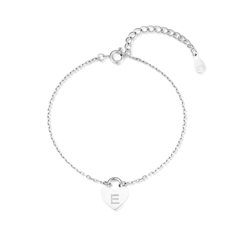 Bracelet cœur initiale · Argent / E