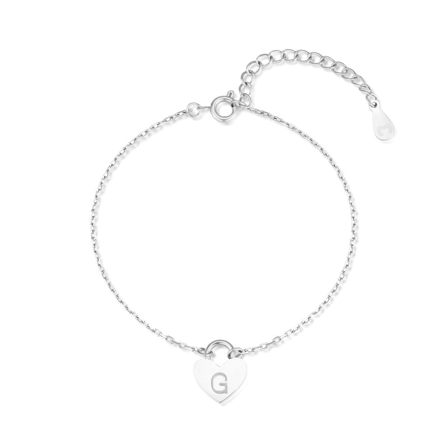 Bracelet cœur initiale · Argent / G