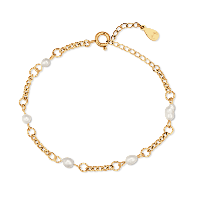 Armband mit kleinen weißen Perlen