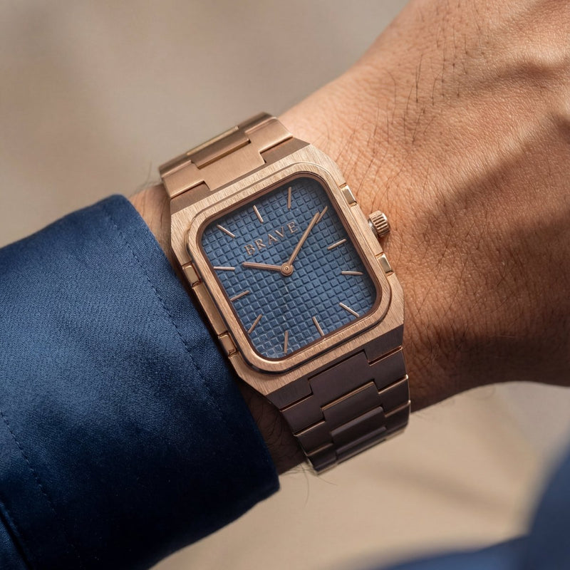 Montre BRAVE ~ Brando or rose-bleu