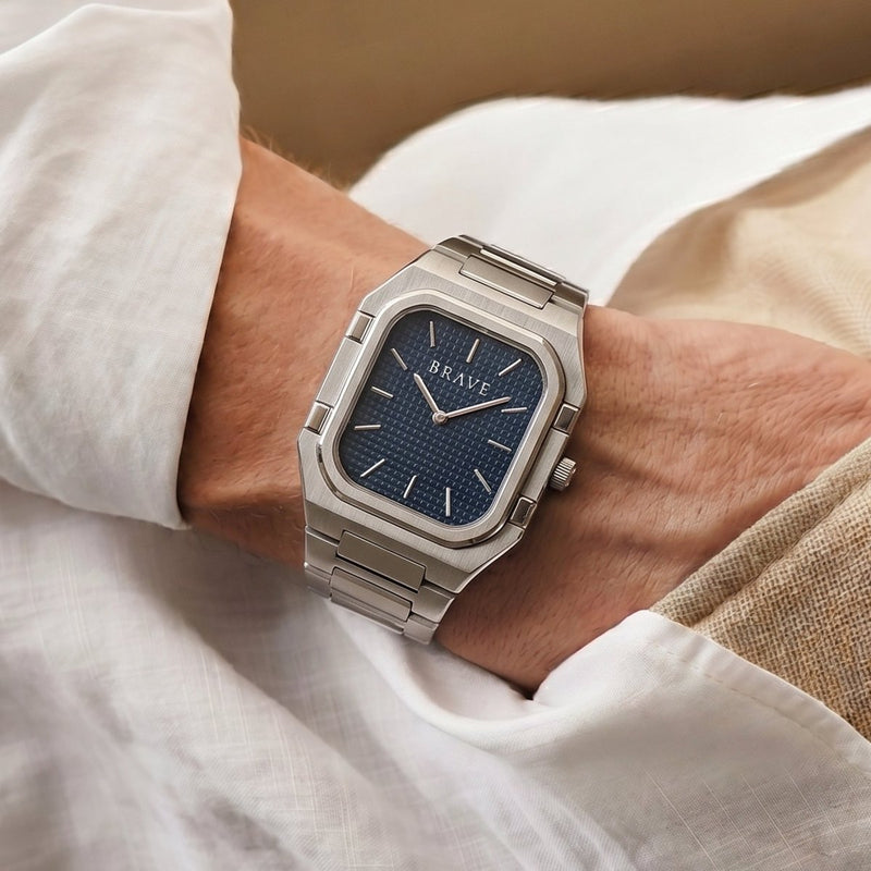 Montre BRAVE ~ Brando Silver-Navy