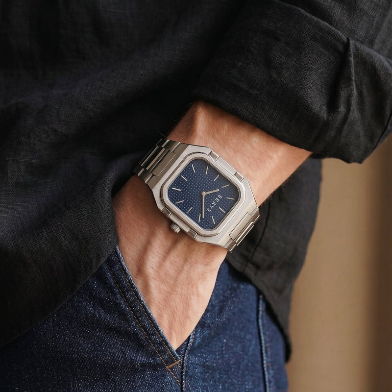 Montre BRAVE ~ Brando Silver-Navy