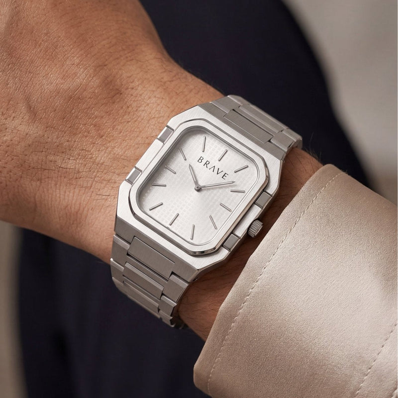 Montre BRAVE ~ Brando argent-blanc