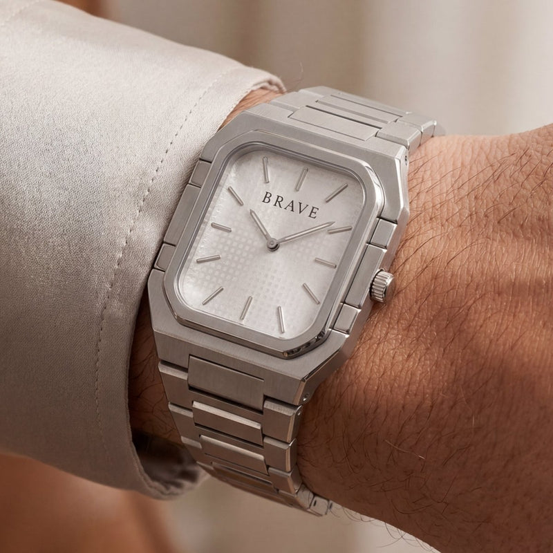 Montre BRAVE ~ Brando argent-blanc