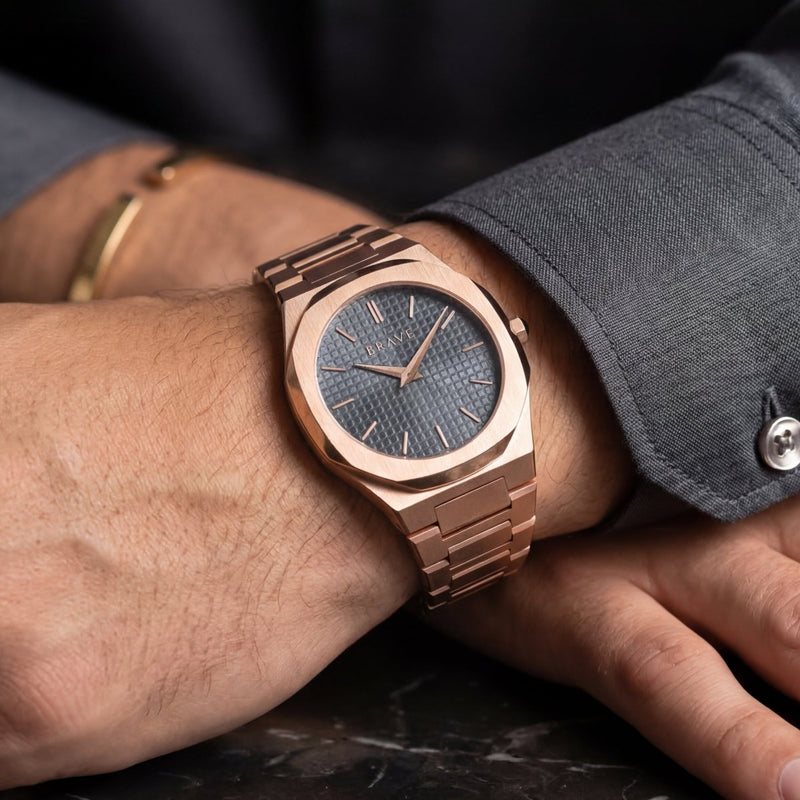 Montre BRAVE ~ Empire Rose Gold-Blue