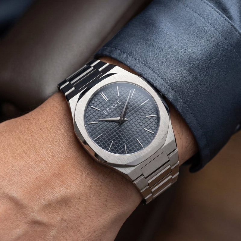Montre BRAVE ~ Empire Silver-Navy