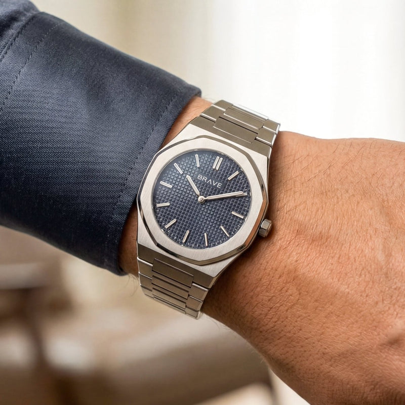 Montre BRAVE ~ Empire Silver-Navy