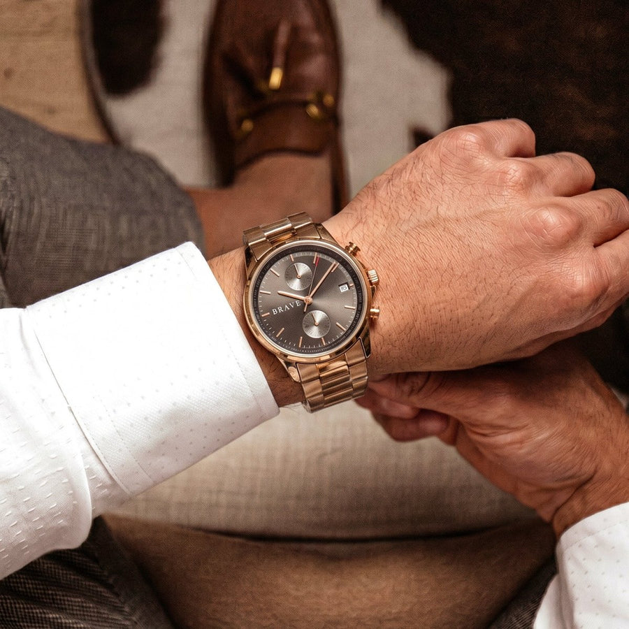 Montre Monarch ~ or rose-noir BRAVE