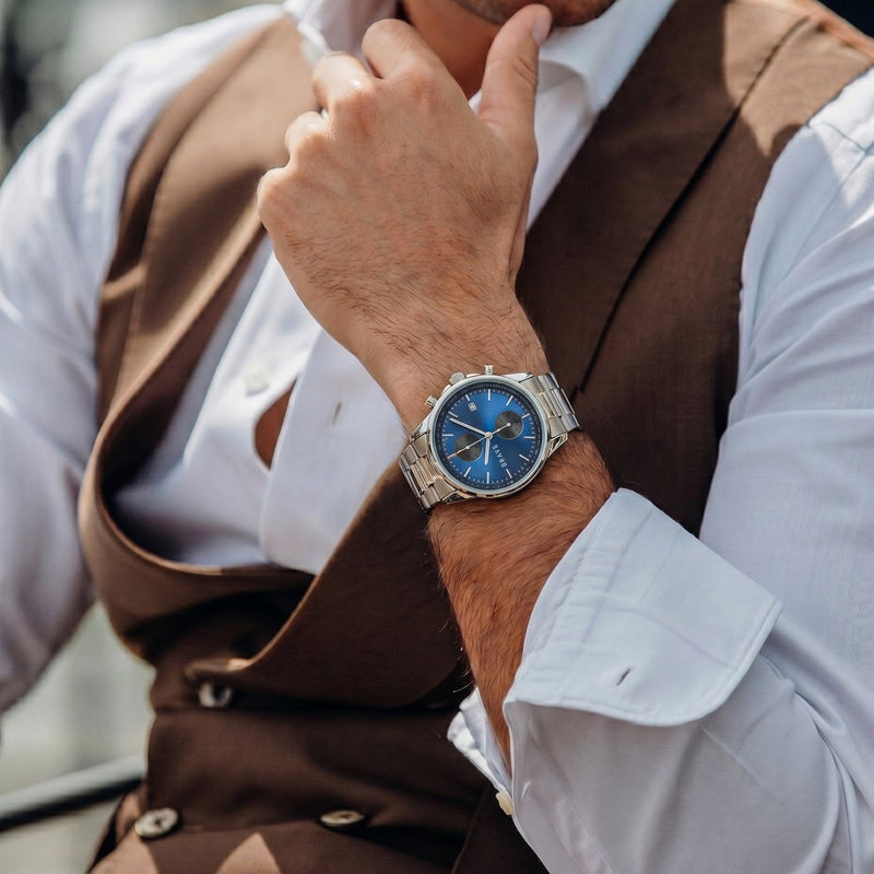 Montre BRAVE ~ Monarca Silver-Dark Blue