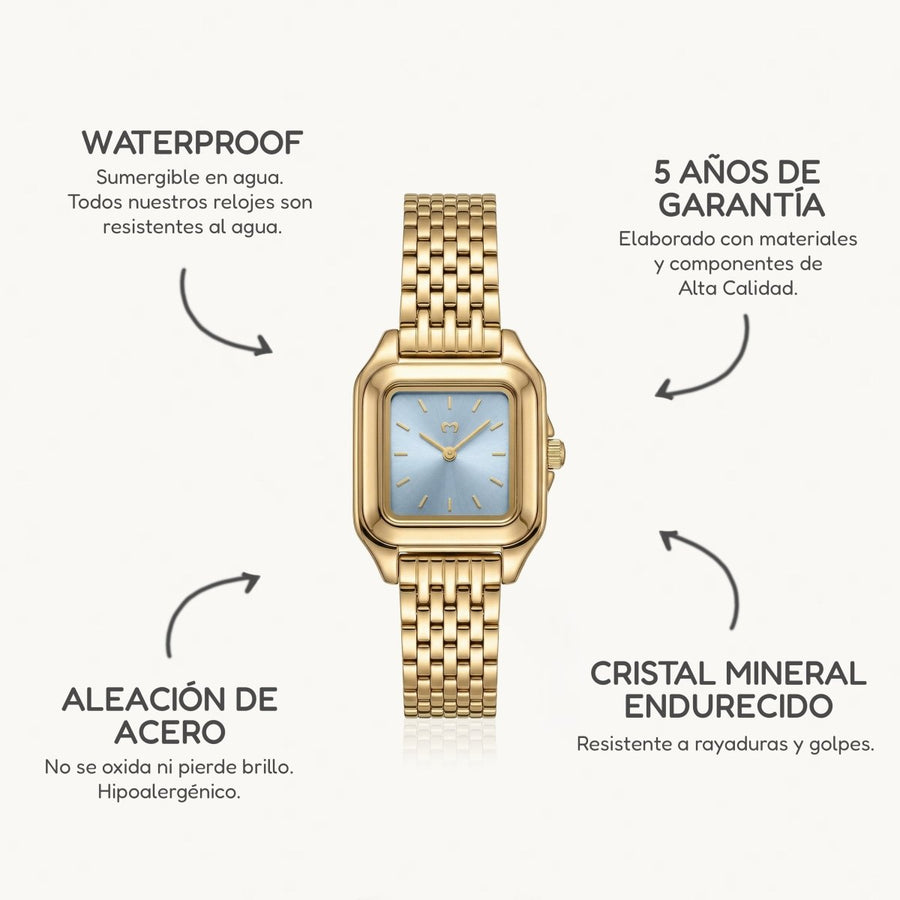 Hampton-Uhr ~ Gold-Blau