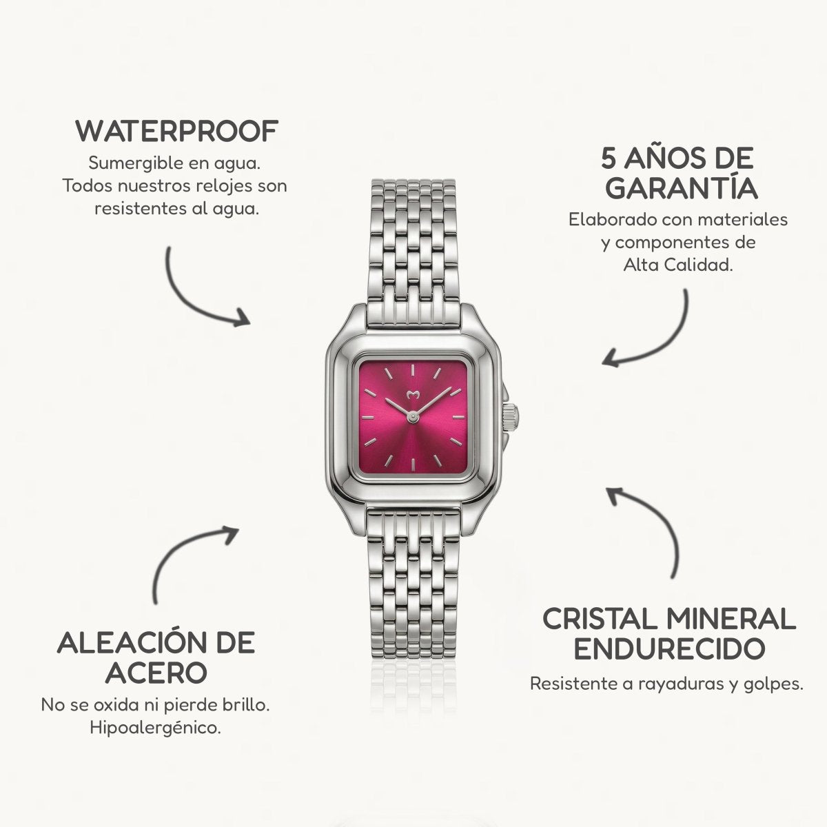 Reloj ~ Hampton Silver - Garnet - LePetiteMarie