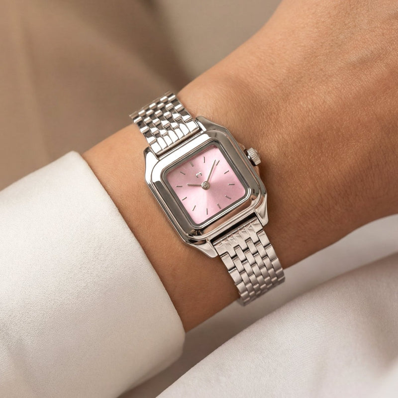 Montre ~ Hampton Silver-Pink