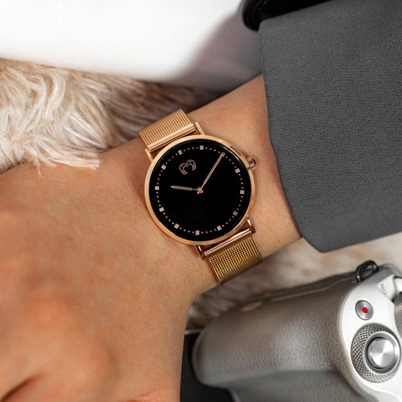 Montre Juliet ~ Or rose et noir