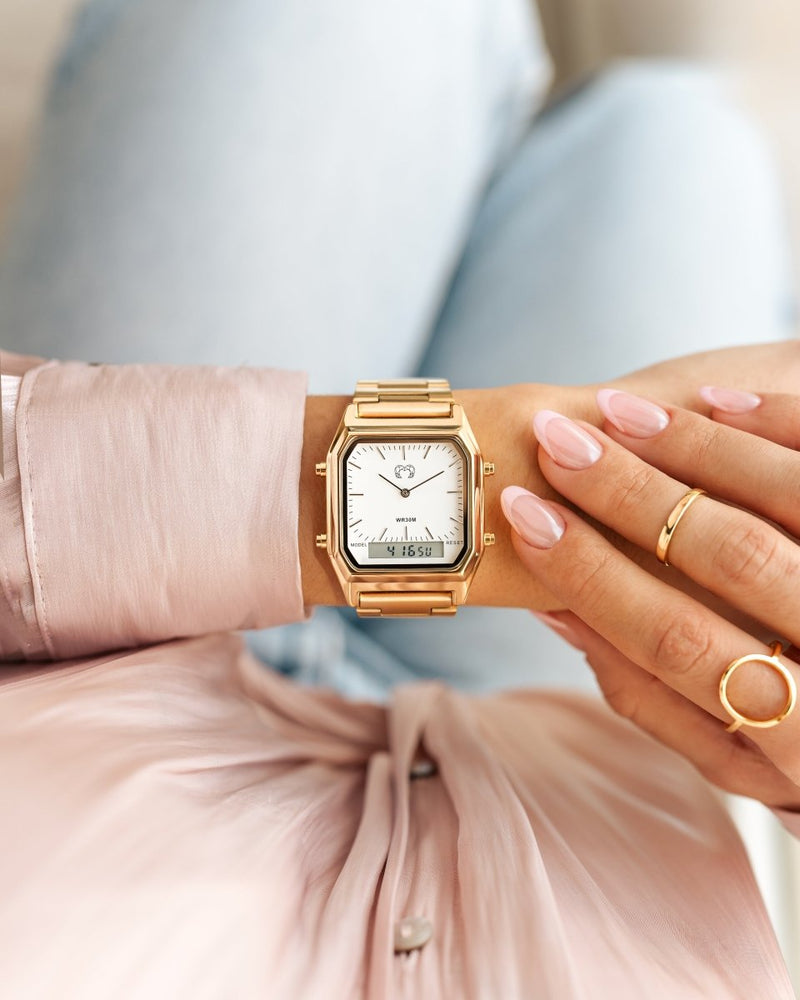 Montre Vintage Retro ~ GoldWhite