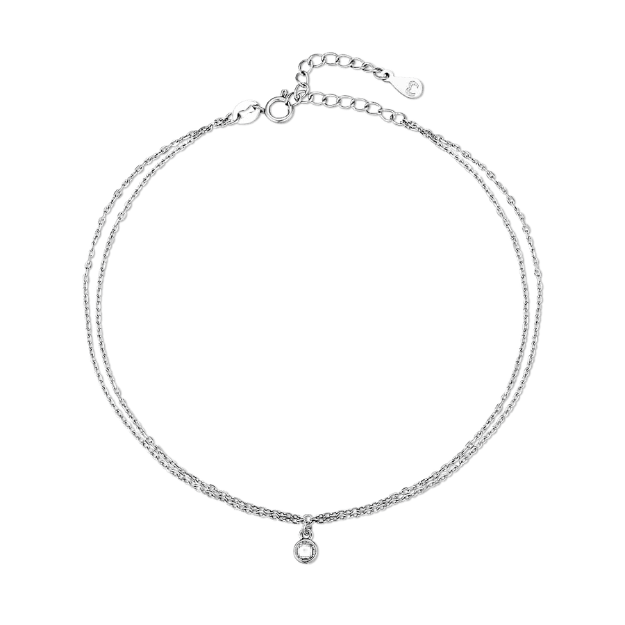 Bracelet de cheville en zircon illuminé · Argent