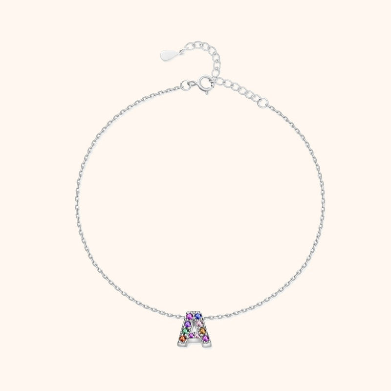 Bracelet de cheville à initiale irisée