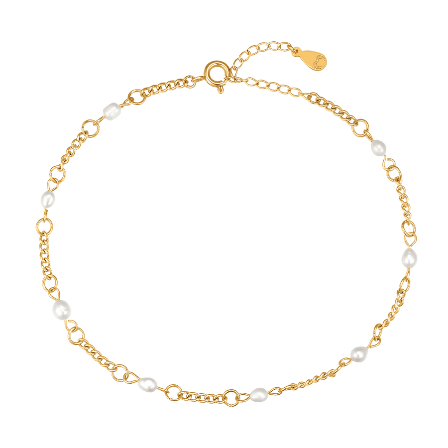 Perlenfußkette mit Meeresperlen · 18K Vergoldung